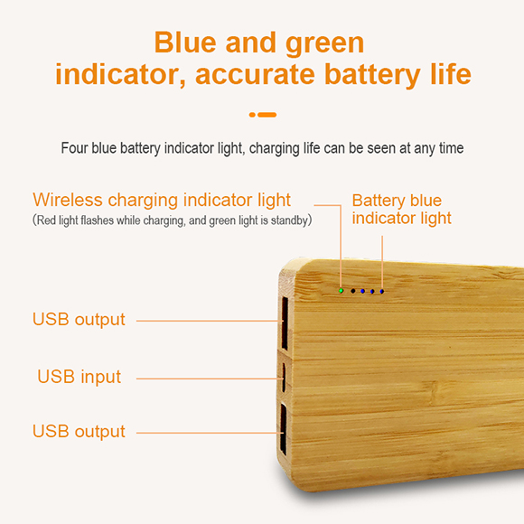 2020 newest 5000mAh Bamboo Wireless Power Bank LWS-2012
